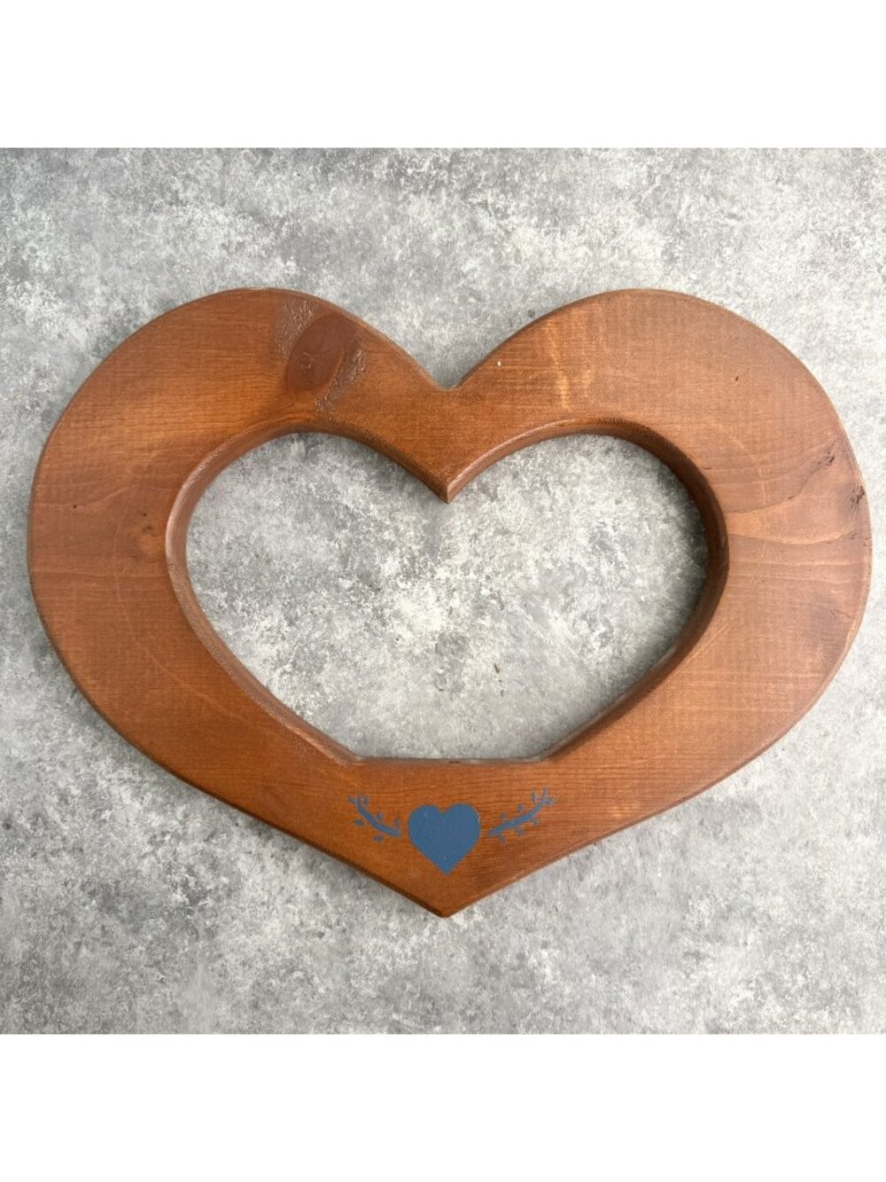 Vintage Wood Heart Wall Plaque Wall Hanging Country Cottagecore 15" Hand Painted